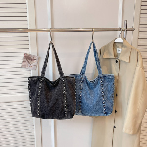 Sacs À Main Carrés Pour Femmes En Toile Unie Cloutée, Style Streetwear h5 Image3