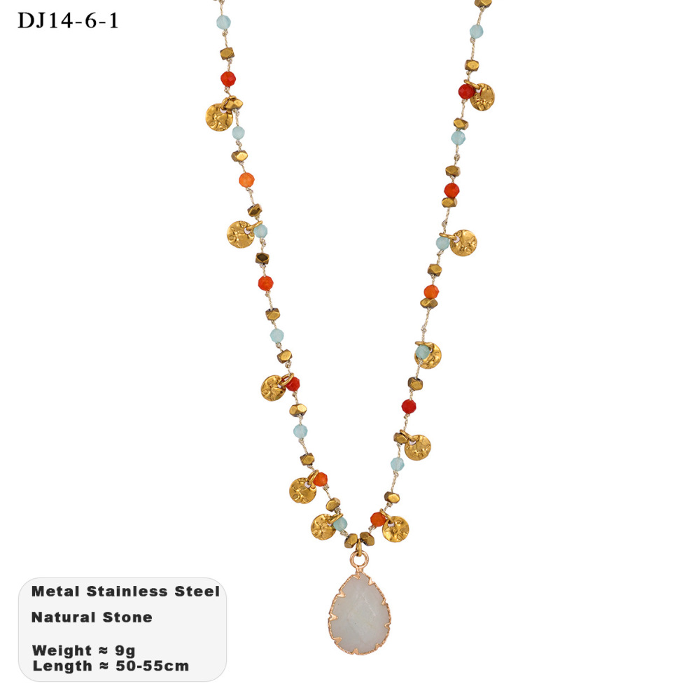 Colliers De Perles Rétro En Forme De Goutte, Pierres Naturelles, Couleur Or, Pour Femmes, Collection Romantique 
