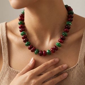 Colliers De Perles Rétro Simples, En Acrylique De Couleur Or Et De Couleurs Mélangées, Pour Femmes h5 Image5