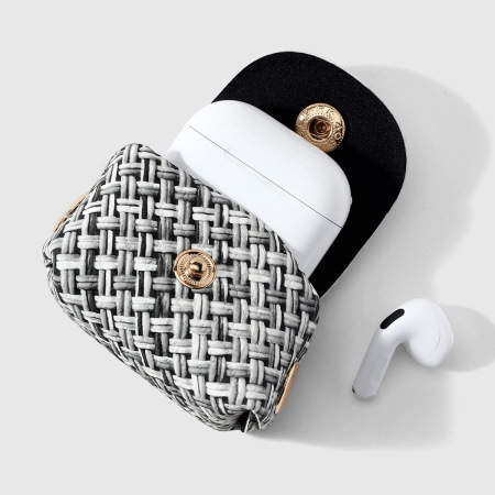 Étui À Écouteurs Simple Series Daily Stripe En Alliage Tissé Avec Breloques Pour Sac 2