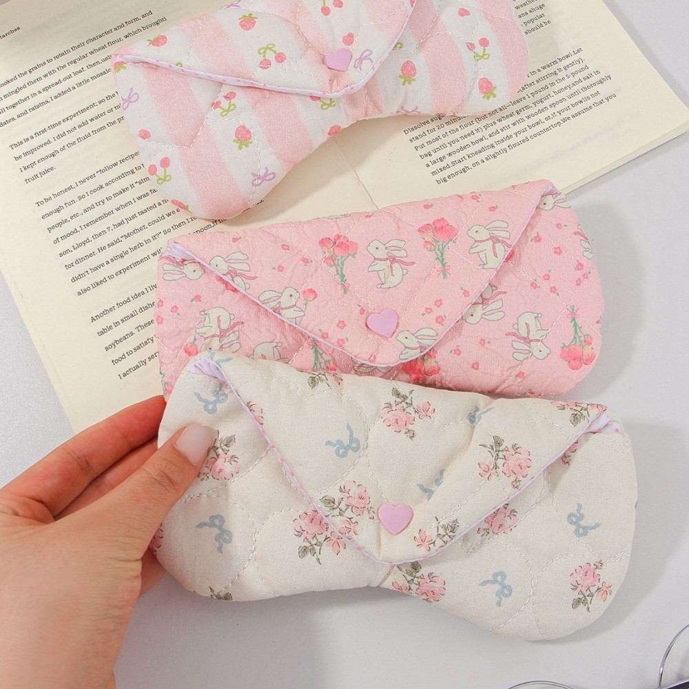 Pochette À Lunettes Pour Femme En Polyester Avec Nœud Papillon Fleuri, Collection Romantique h5Image4