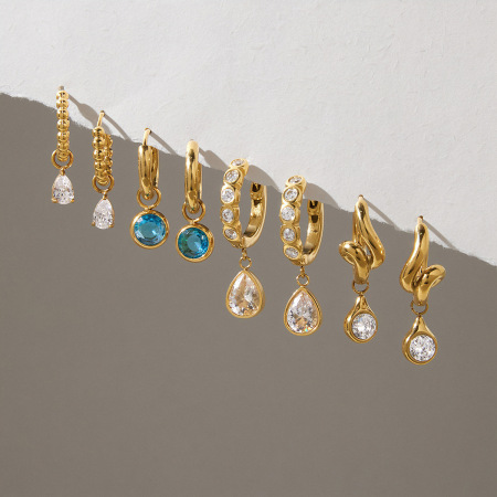 Boucles d'oreilles pendantes pour femme, élégantes, en forme de cœur et de trèfle, en acier inoxydable étanche, couleur or et zircon. Collection Simple.