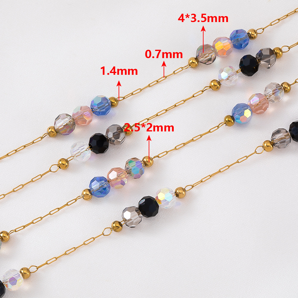 Chaîne De Perles Diy Simple En Acier Inoxydable Imperméable Couleur Or Image3
