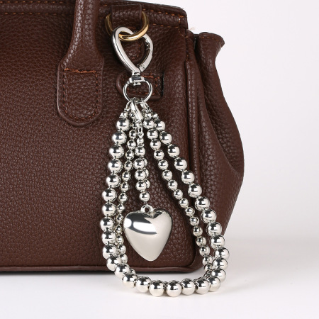 Breloques pour sac en alliage, perles de couleur unie en forme de cœur, collection quotidienne Simple Series