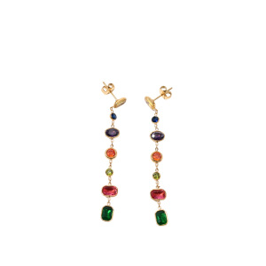 Boucles D'Oreilles Pendantes Pour Femme, Forme Géométrique, Pompon, Acier Inoxydable, Étanches, Couleur Or, Zircon. h5 Image3