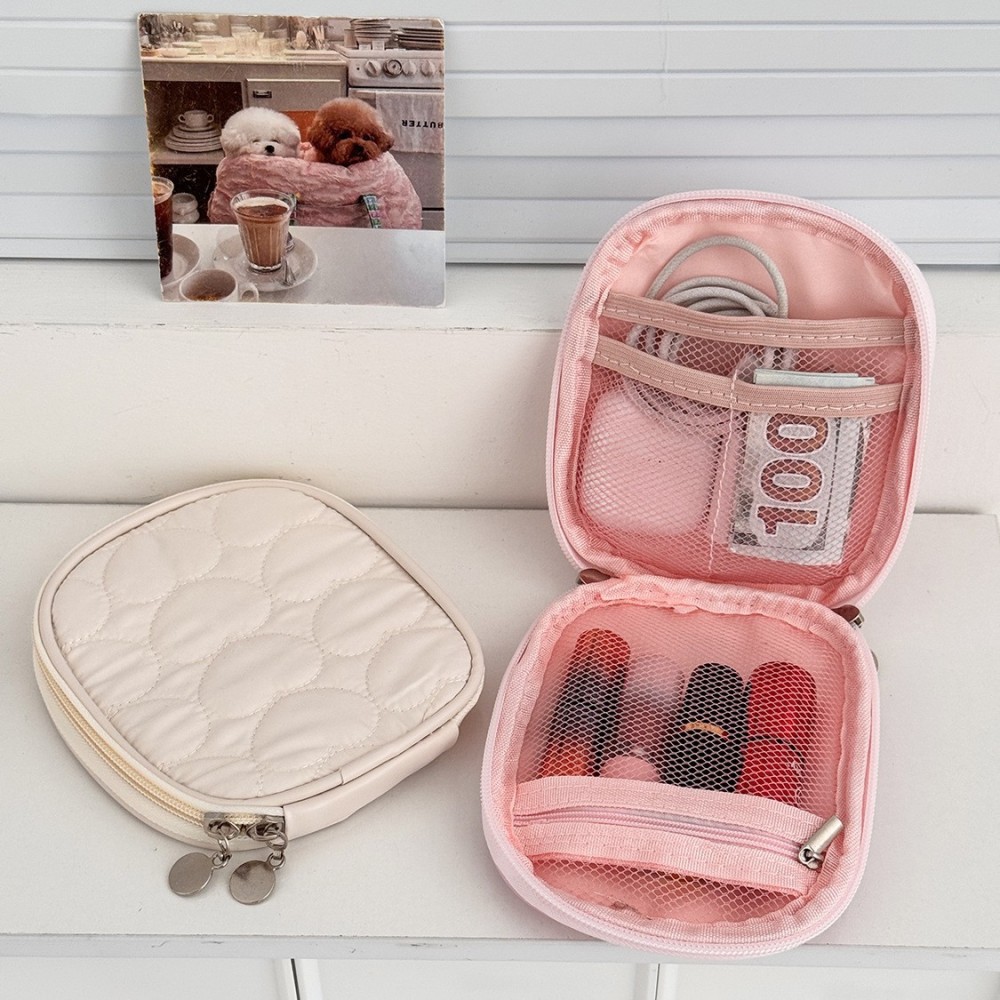 Trousses À Maquillage Pour Femmes En Polyester Uni Avec Motif Cœur Simple Image3