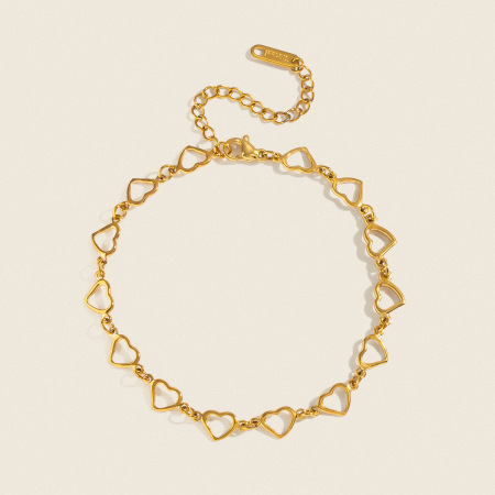 Bracelet De Cheville En Acier Inoxydable Étanche Couleur Or Avec Motif Cœur