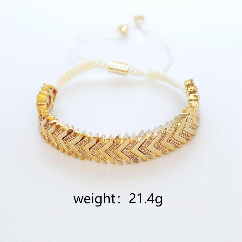 Bracelets Tressés Pour Femmes, Collection Luxueuse, Élégants, En Patchwork De Cœurs, Forme Géométrique, Couleur Cuivre Et Or.