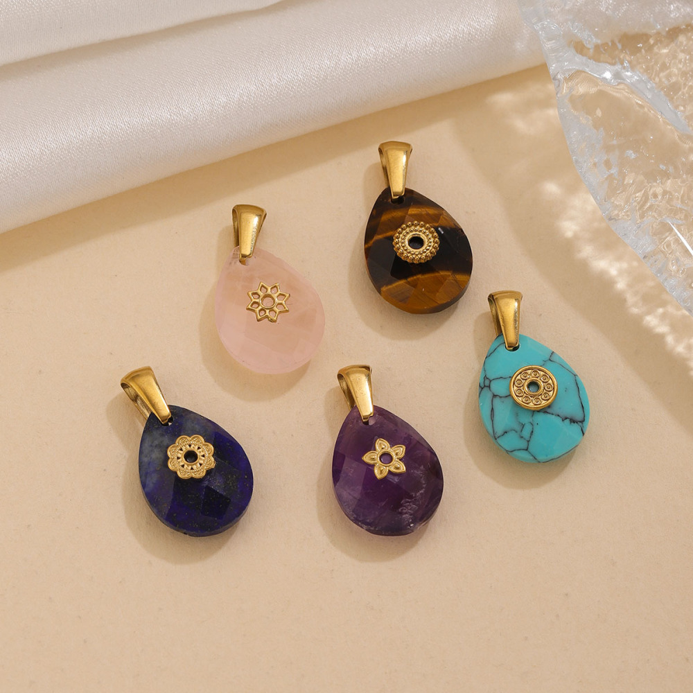 Pendentifs Pour Femmes, Série Classique, Dégradé De Couleurs, Pierres Naturelles, Couleur Or Image2