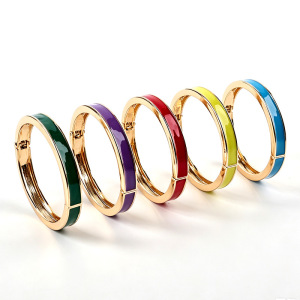 Bracelets Pour Femmes Simple Series Daily Color Lines En Alliage Doré Émaillé h5 Image4