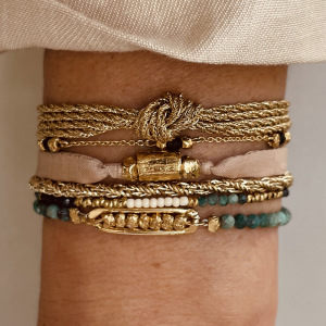 Bracelets De Perles Rétro Simples, Tissés En Cuivre Doré h5 Image4