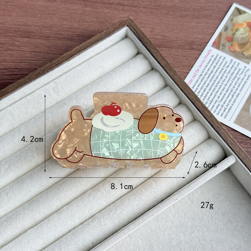 Série Simple Animaux Mignons Dessin Animé Couleurs Mélangées Étoile Cerise Nourriture Teckel Acétate Poils Griffes