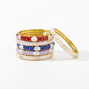 Bracelets Pour Femmes En Alliage Doré À Motif Floral Rétro Et Multicolore, Collection Romantique h5 Image3