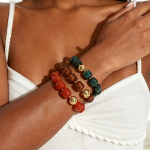 Bracelets Perlés Pour Femmes, Collection Simple Series, Style Rétro, Forme Irrégulière, En Résine Unie. h5 Image2