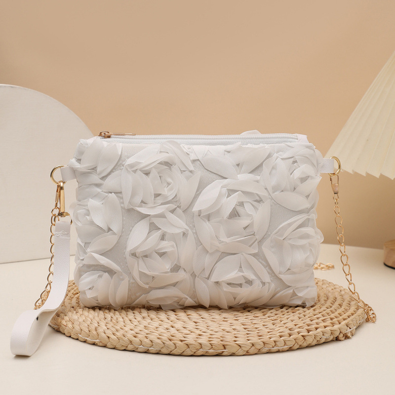 Pochette Carrée Femme En Nylon Rose Uni À Patchwork Fleuri Style Décontracté 