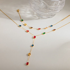 Ensembles De Colliers Pour Femmes En Acier Inoxydable Étanche, Couleur Or Et Zircon. h5 Image3