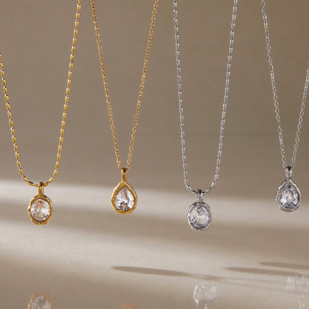 Colliers pendentifs pour femmes en acier inoxydable étanche, couleur or, motif goutte simple