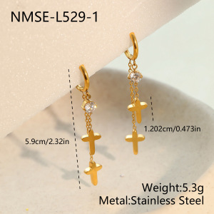 Boucles D'Oreilles Pendantes Simple Series Daily Cross Pour Femmes, En Acier Inoxydable Étanches h5