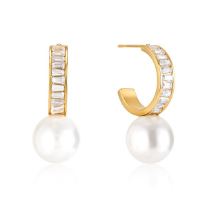 Boucles D'Oreilles Puces Élégantes Pour Femmes, En Acier Inoxydable Imperméable, Avec Zircon Et Perles Artificielles. h5 Image5