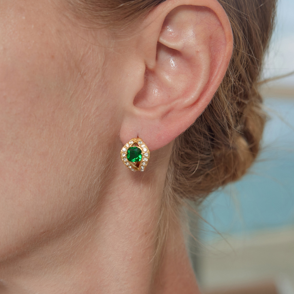Boucles D'Oreilles Créoles Pour Femmes, Forme Serpent Irrégulière, En Acier Inoxydable, Couleur Or, Avec Zircon, Collection Simple Series Daily. Image2