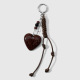 Porte-clés marron en forme de cœur (1 pièce) 