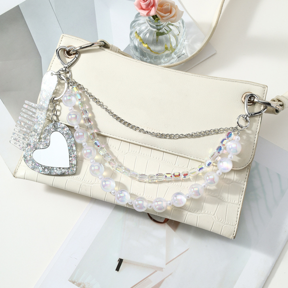 Chaîne De Perles En Forme De Cœur, Breloques Pour Sac En Alliage, Collection Simple Series Daily Heart Beads h5Image4
