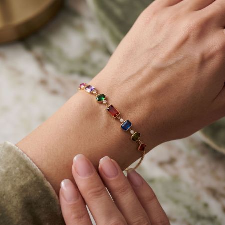 Bracelet Chaîne Pour Femme En Acier Inoxydable Doré, Étanche, De Forme Géométrique Et Orné De Zircon, Collection Luxueuse.