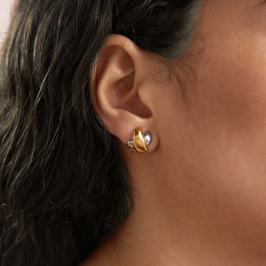 Boucles D'Oreilles Puces Pour Femmes En Acier Inoxydable Étanche, En Forme De X, Couleur Or h5 Image5