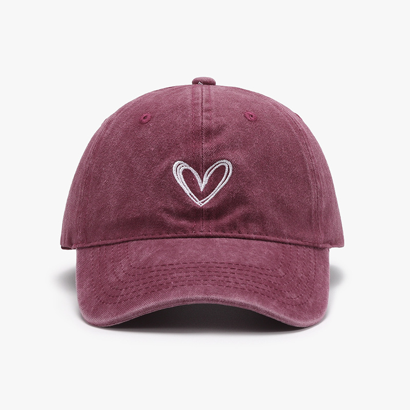 Casquette De Baseball Femme En Coton Brodée De Cœur 