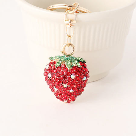 Porte-Clés Quotidien Luxueux En Alliage Et Strass, Motif Fraise, Collection Daily, Collection Fraise. 2