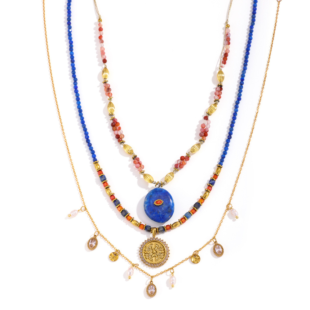 Colliers De Perles Pour Femmes, Collection Romantique Rétro, Perles De Forme Irrégulière, Pierres Naturelles De Forme Elliptique, Couleur Or h5Image3