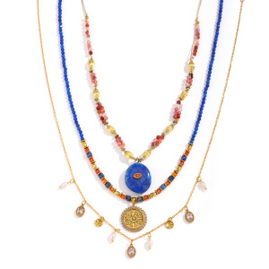 Colliers De Perles Pour Femmes, Collection Romantique Rétro, Perles De Forme Irrégulière, Pierres Naturelles De Forme Elliptique, Couleur Or h5 Image3