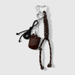 Porte-Clés De Sac En Alliage Tissé À Imprimé Léopard Rétro Multicolore, Série Simple h5