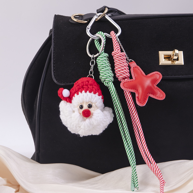 Breloques De Sac En Polyester Tissé, Couleurs Assorties, Style Torsadé, Collection Simple Series Cute Twist Christmas 