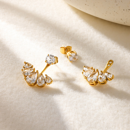 Boucles D'Oreilles Puces Simple Series Daily Geometric Shape En Acier Inoxydable Étanche Couleur Or