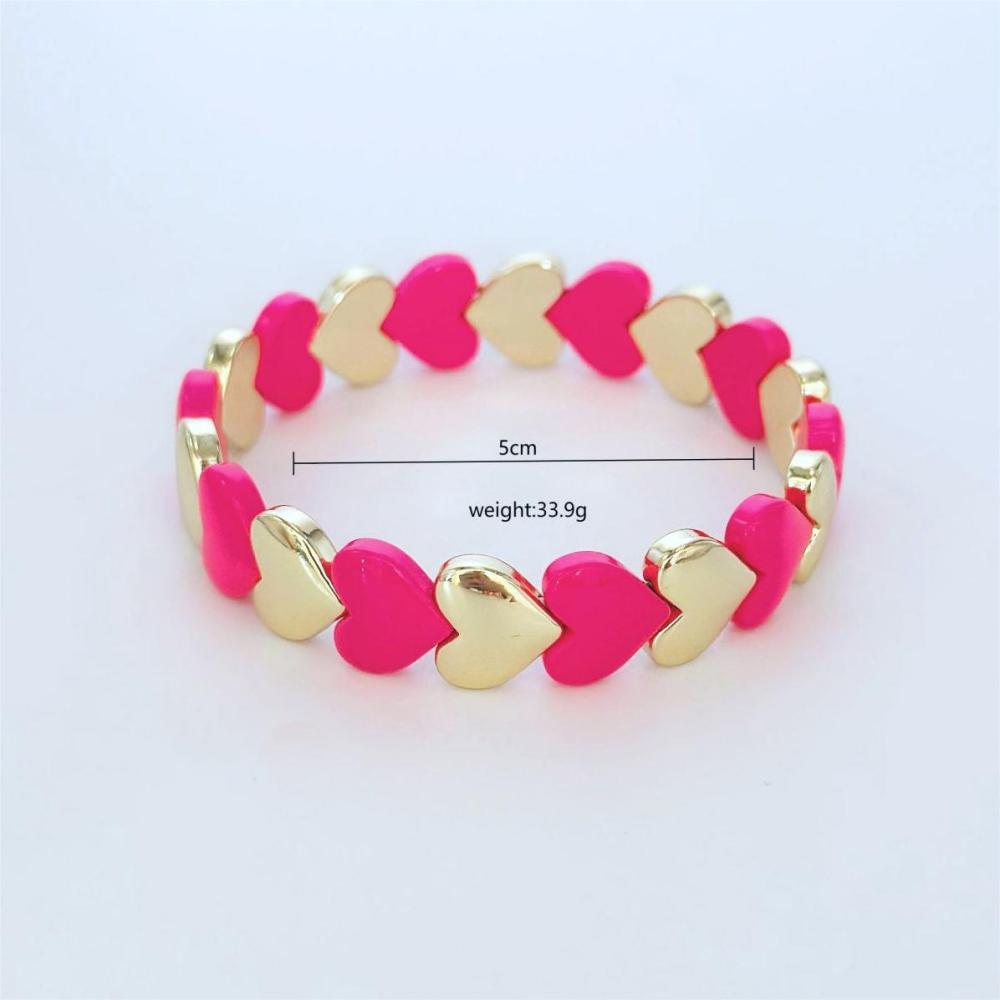 Bracelets Pour Femmes Simple Series Sweet Heart, Couleurs Cuivre Et Or Mélangées