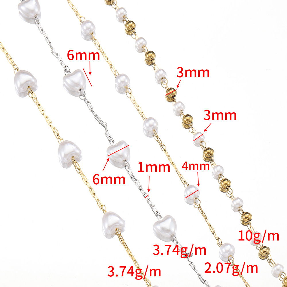 Chaîne De Perles Diy Simple En Acier Inoxydable Imperméable Couleur Or Image4