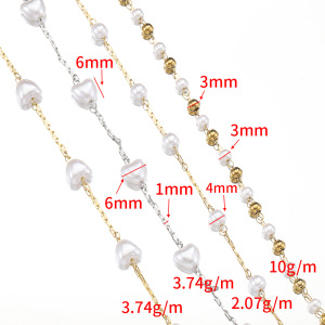 Chaîne De Perles Diy Simple En Acier Inoxydable Imperméable Couleur Or h5 Image4