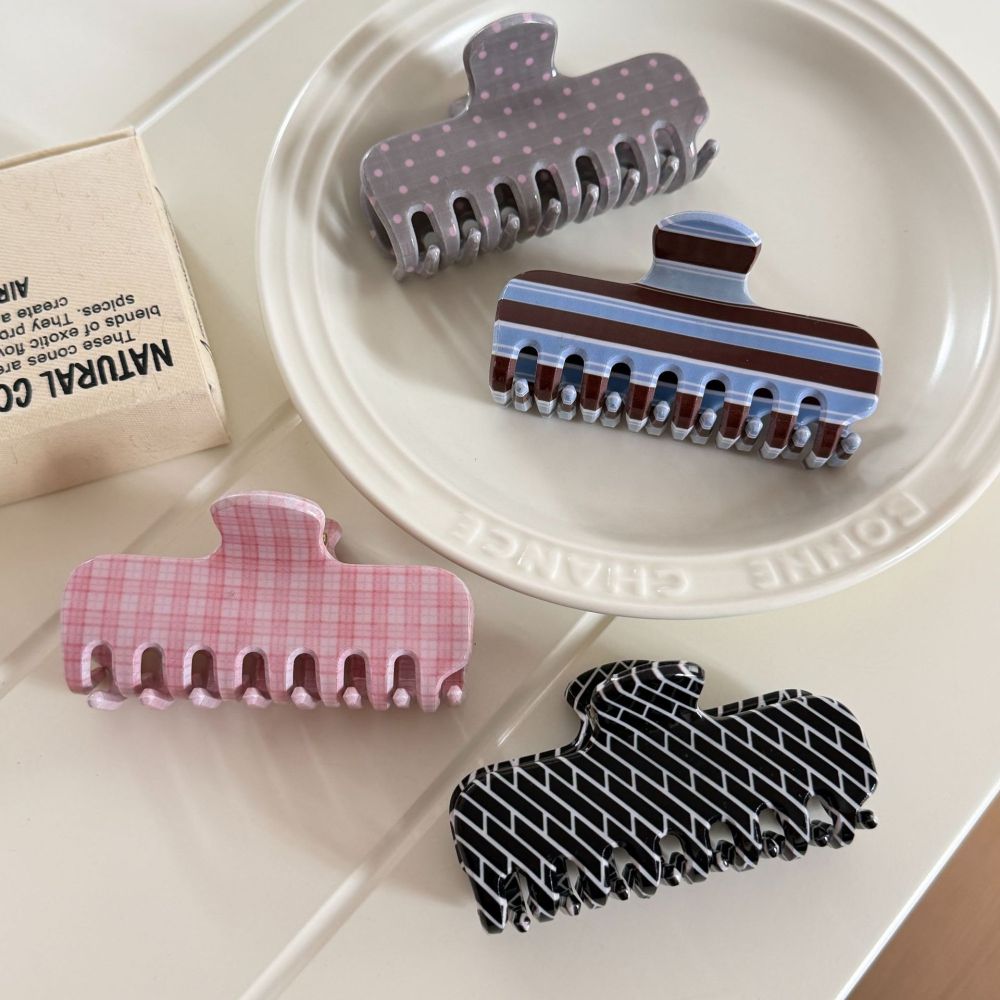 Pinces À Cheveux Acryliques Simple Series Daily Stripe Plaid Polka Dots Mixte Color h5Image4
