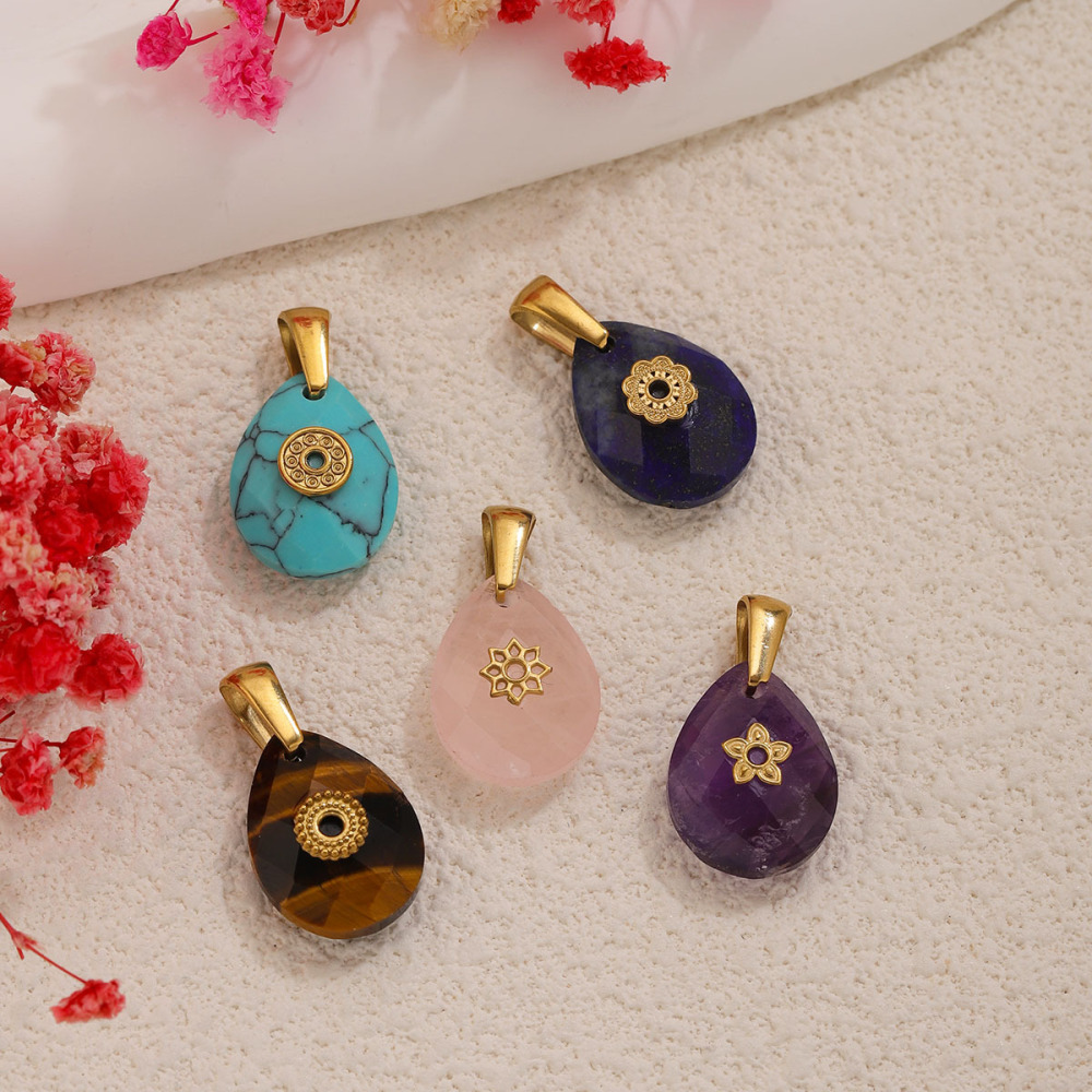 Pendentifs Pour Femmes, Série Classique, Dégradé De Couleurs, Pierres Naturelles, Couleur Or Image3