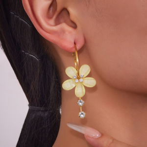 Boucles D'Oreilles Créoles Pour Femmes, Style Rétro Romantique, En Acier Inoxydable, Couleur Or, Étanches. h5 Image4