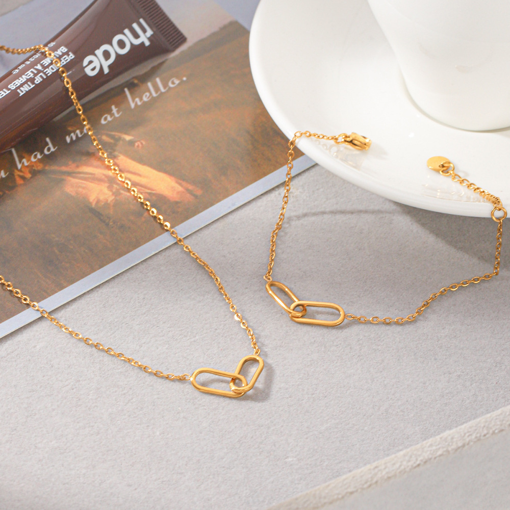 Colliers Pendentifs Pour Femmes En Acier Inoxydable Étanche, Forme Elliptique, Couleur Or Image5