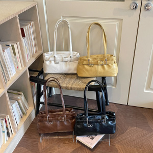 Sac À Main Pour Femme Style Old Money Avec Quincaillerie En Métal Et Couleur Unie En Pu, Style Est-Ouest h5 Image5