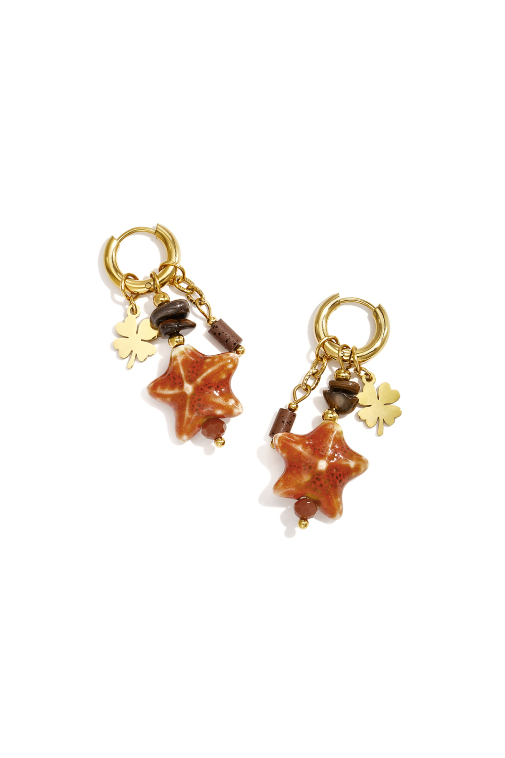 Boucles D'Oreilles En Perles D'Acier Inoxydable, Motif Trèfle, Collection Daily Simple, Bijoux Pour Femmes 