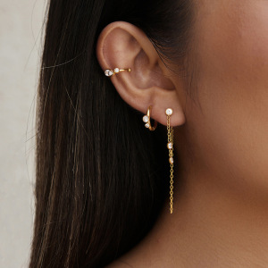 Boucles D'Oreilles Pour Femmes, Style Goutte Simple, En Acier Inoxydable, Imperméables, Couleur Or h5 Image2