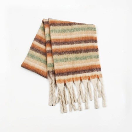 Écharpes d'hiver décontractées à rayures torsadées et pompons, de couleurs assorties, de la collection Simple