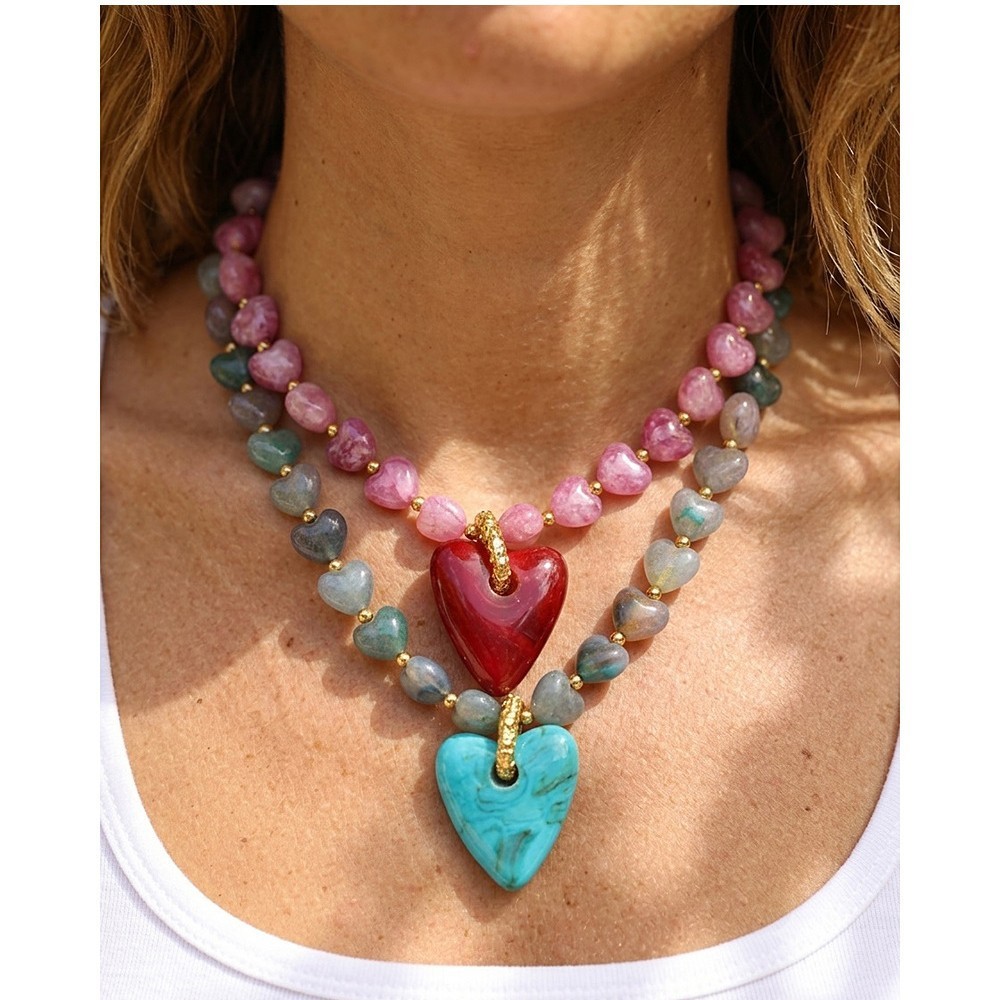 Colliers De Perles En Résine Pour Femmes, Collection Romantique « Sweet Heart Beads » h5Image2