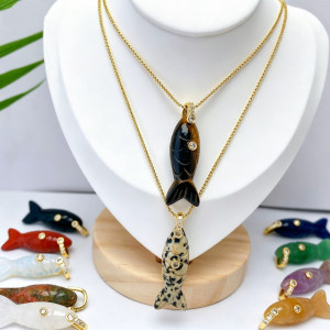 Pendentifs Pour Femmes En Pierres Naturelles, Motif Poisson, À Faire Soi-Même (Série Simple) h5 Image2
