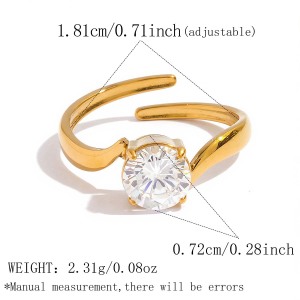 Ensembles De Bagues Simple Series Daily Shape En Acier Inoxydable Étanche Couleur Or Et Zircon h5 