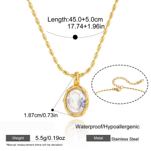 Colliers Pendentifs Pour Femmes En Acier Inoxydable Étanche, Couleur Or, Motif Goutte Simple h5
